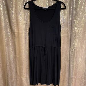 Olive & Oak Black Rayon Tie Waist Sleeveless Casual Dress, Large